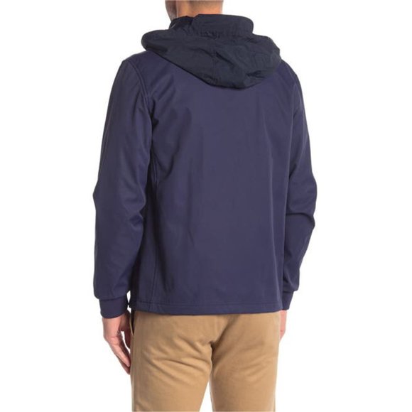 Cole Haan Mens Navy Blue Full Zip Hooded Soft Shell Windbreaker Jacket Sz XL NWT - Picture 2 of 13